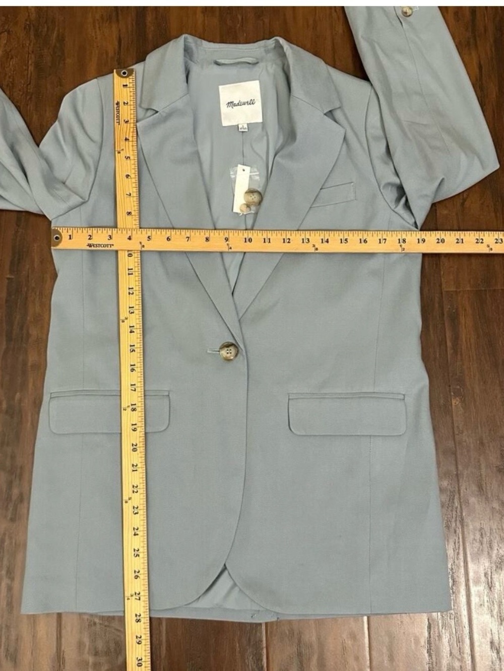 MADEWELL The Larsen Blazer Drapeweave Overcast Blue Business Preppy NWT - Picture 4 of 6